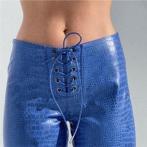 NAKED WARDROBE FAUX LEATHER SNAKESKIN LOW RISE WOMEN'S PANTS SZ
S Blue NWT